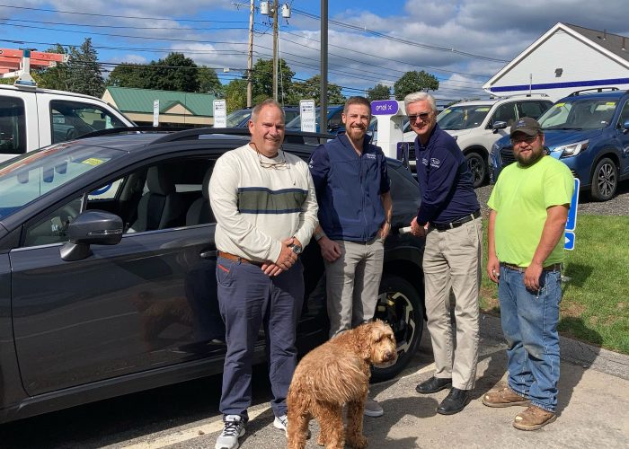 EV charger installation with Rivermoor at MetroWest Subaru in Natick, MA.